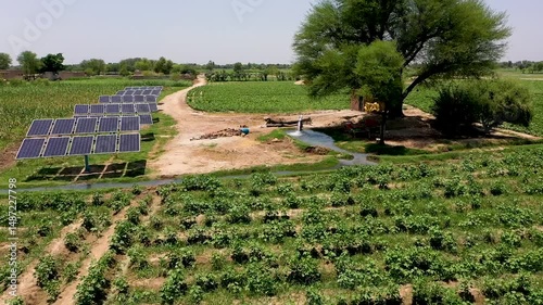Farmer Using Solar Powered Tubewell for Irrigation