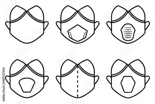 Face Masks Protect Health Line Art