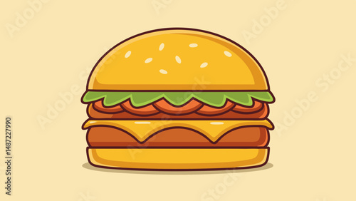 Stacked Satisfaction – Illustrated Burgers & Crispy Fries in Hand-Drawn Style