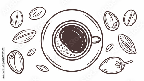 Brewed Beauty – Artistic Coffee Illustrations in Vintage Line Style