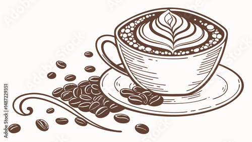 Brewed Beauty – Artistic Coffee Illustrations in Vintage Line Style