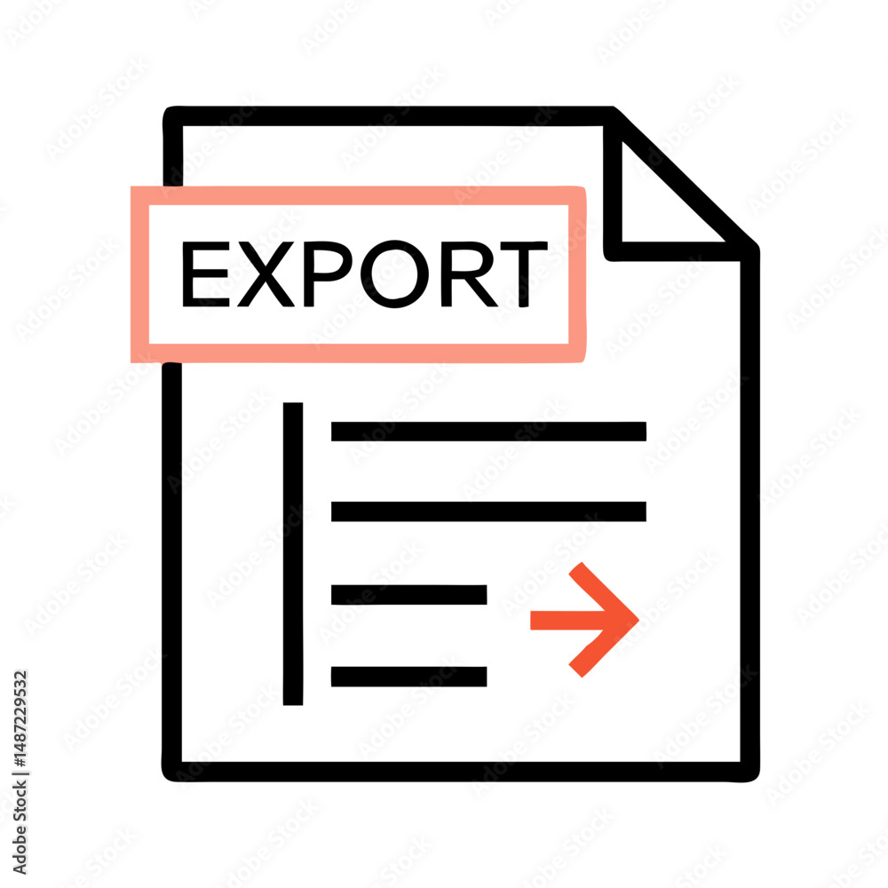 Export paper file icon with arrow in modern outline style Export paper file icon with arrow in modern outline style