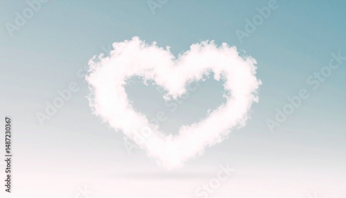 A fantastic scene with pastel colored heart clouds overlapping in the sky