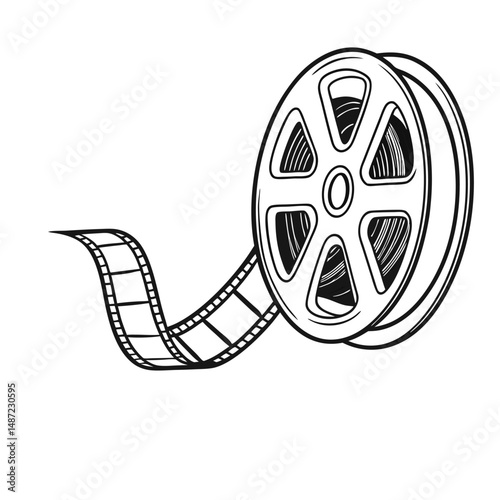 Film reel black vector on white background. Adobe Illustrator Artwork