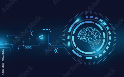 Futuristic AI Brain Interface in Digital Circuit Design