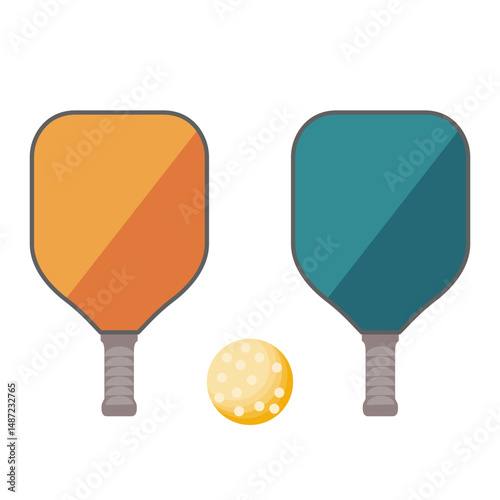 Set of two pickleball paddles and ball