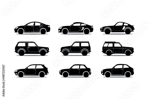 car side view silhouettes set
