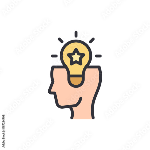 Creative Thinking Idea Generation With Star Lightbulb In Head Symbol