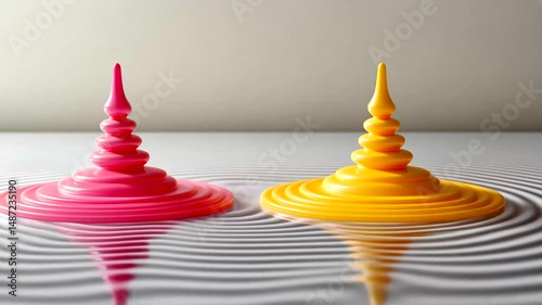 Pink and Yellow Liquid Shapes with Ripple Effect