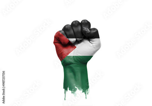 Palestinian Flag Fist Power Symbol on Transparent background