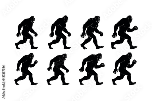 bigfoot outline black vector pack