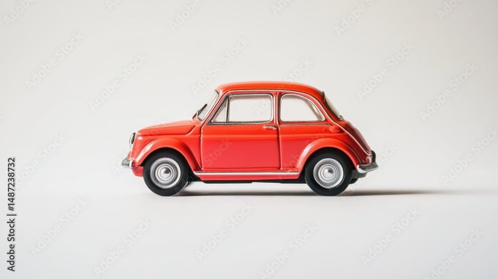 Obraz premium A charming red miniature car, a nostalgic trip down memory lane