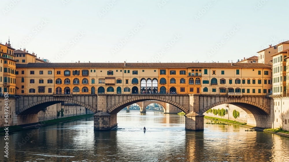Obraz premium Ponte Vecchio Florence, Artistic Flat Style Illustration