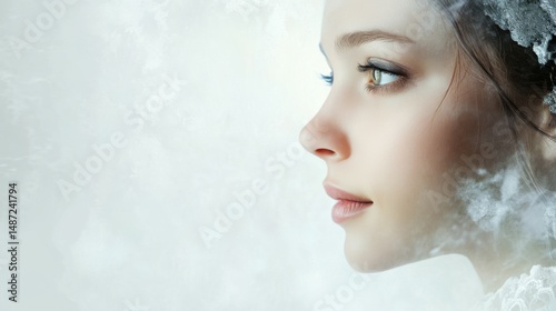 Elegant Portrait of a Mid-Adult Woman on White Background