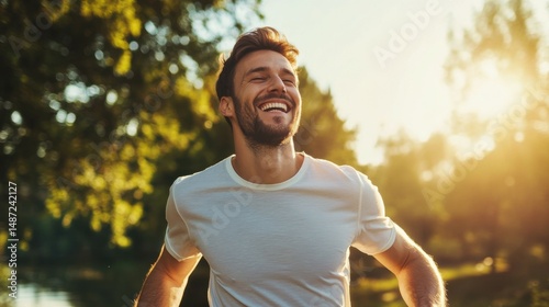 Picture of happy man running