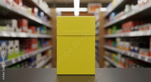 Unbranded Yellow Cigarette Box in Tobacco Aisle