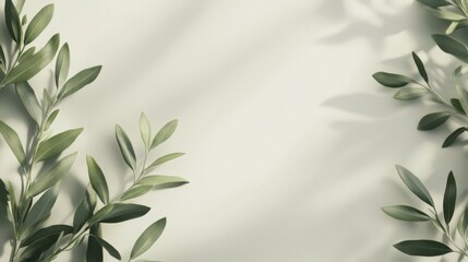 mockup,Green minimalist olive leaves wedding invitation,copy space