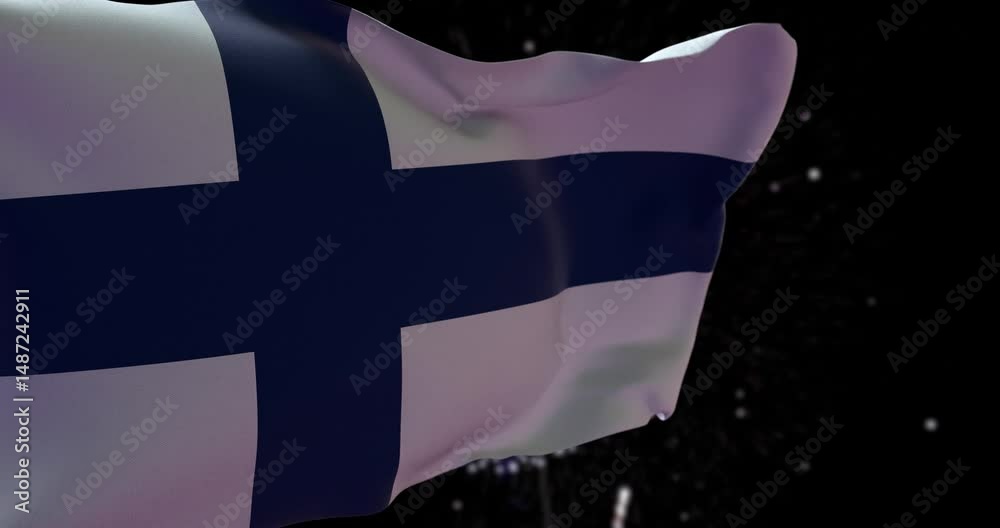 Finland flag with firework