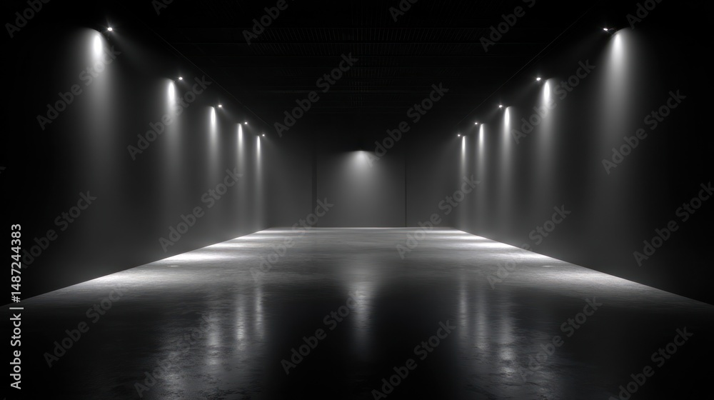 Fototapeta premium Empty dark hall with spotlights