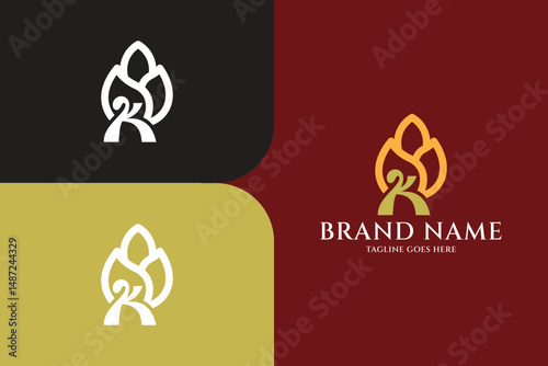 Letter k with flower logo, perfume logo design, cafe, restaurant, cosmetics logo, coffee logo, beauty