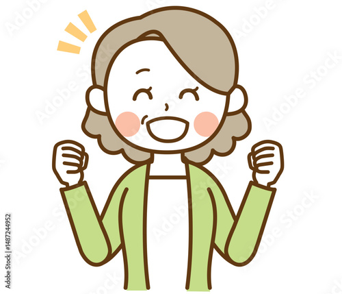 嬉しそうにしているおばさん、おばあさん、高齢女性のイラスト