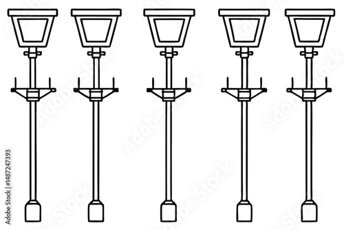 Floodlights brighten dark nights Line art