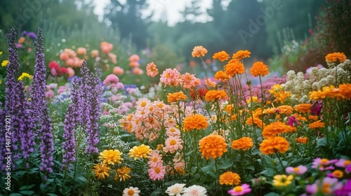 A lush garden of colorful flowers blooming beautifully outdoors
