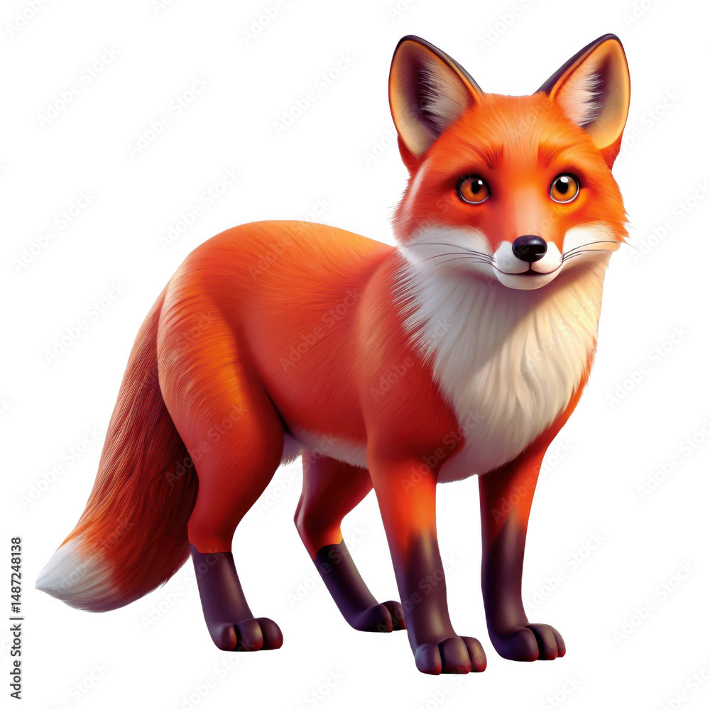 Fototapeta premium Fox Looking Up PNG: Wild Animal on White Background