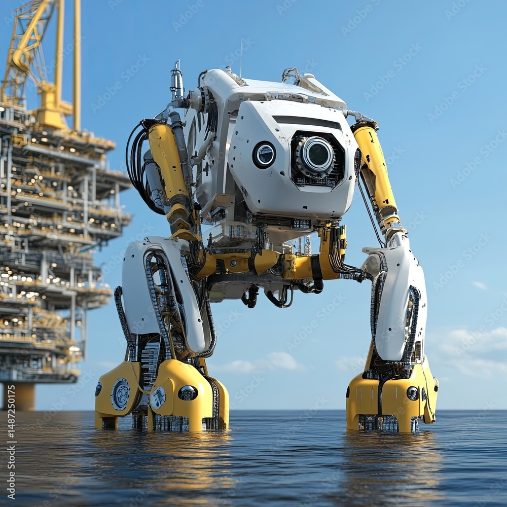Robotics for cleaning offshore oil platforms using autonomous robots to safely remove oil spills, perform maintenance tasks, and monitor platform conditions, reducing human exposure to hazardous Robotics for cleaning offshore oil platforms using autonomous robots to safely remove oil spills, perform maintenance tasks, and monitor platform conditions, reducing human exposure to hazardous