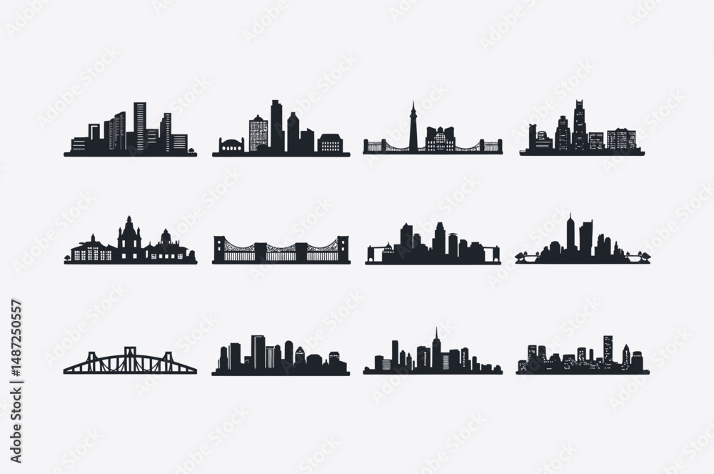 city silhouette downtown skyline vector shape city silhouette downtown skyline vector shape