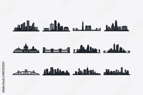 city silhouette downtown skyline vector shape