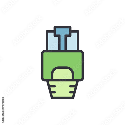 Stylized Illustration Of An Ethernet Connector On Transparent Background