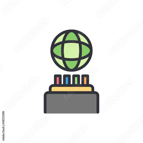 Global Connectivity And Communications Represented By Fiber Optics Cables