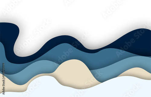 Abstract Wavy Papercut Border Background | Editorial Paper Cutout Design