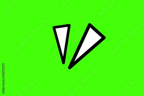 Animated loops of symbols or comic cartoon effects of surprise, speech marks isolated against a green background or green screen.