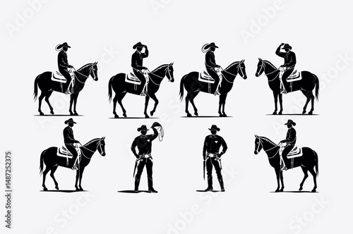 Cowboy Life Silhouette Set with Wild West Theme