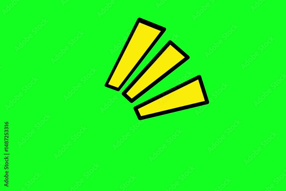 Animated loops of symbols or comic cartoon effects of surprise, speech marks isolated against a green background or green screen.