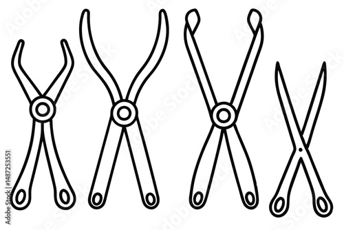 Forceps Help During Operation Line art