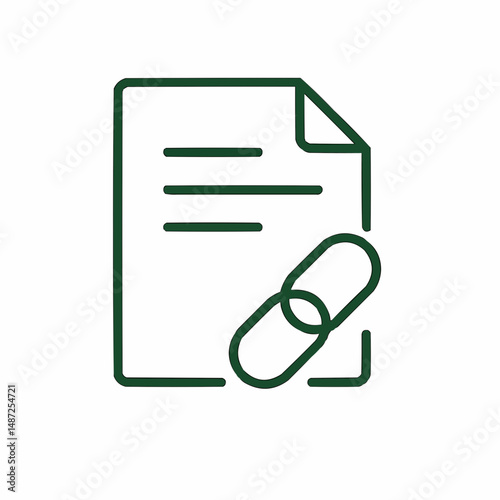 Simplified smart contract icon_ a document with a chain link symbol at the corner