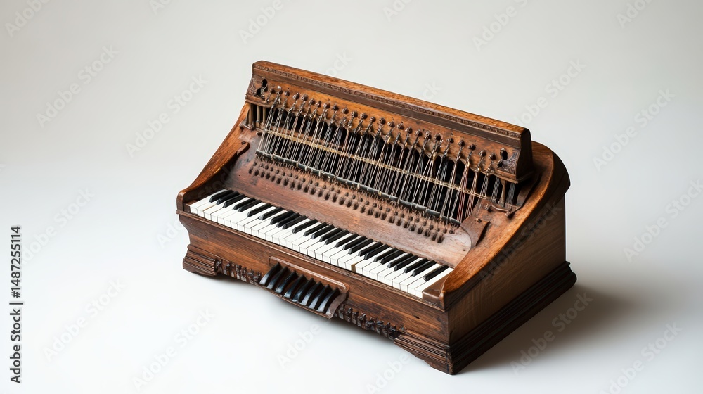 Fototapeta premium Detailed view of a antique chordophone instrument from the medieval era
