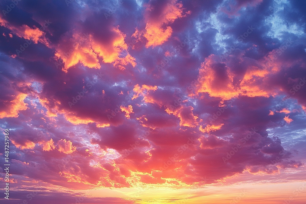 Fiery sunset paints clouds in vibrant hues Fiery sunset paints clouds in vibrant hues