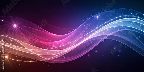 Colorful Abstract Waves with Sparkling Stars