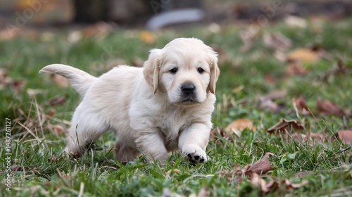 A cheerful Golden Retriever is attractively shown, displaying its lustrous golden coat and friendly demeanor. The Golden Retriever, a beloved breed known for its gentle temperament and loyalty