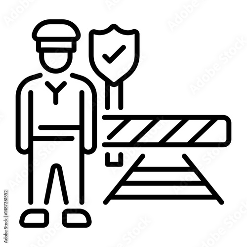 A linear style icon of checking officer