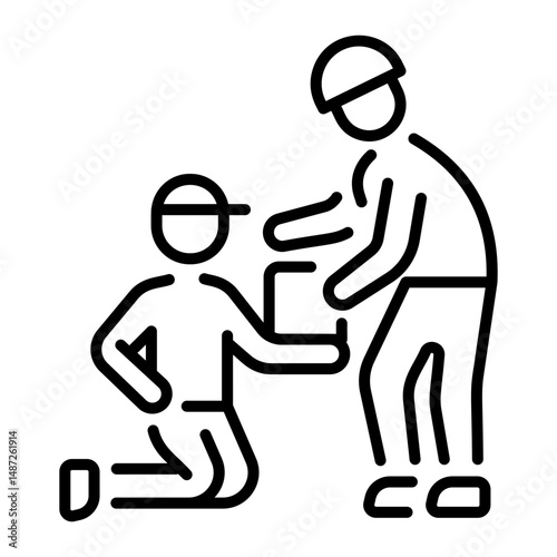  A line style icon of teen helping