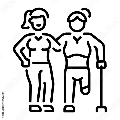 A linear style icon of injured help