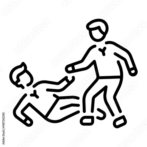 An outline style icon of person helping