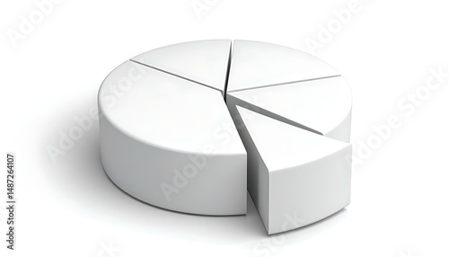 White 3D Pie Chart Sections Data Business Analytics Visualization