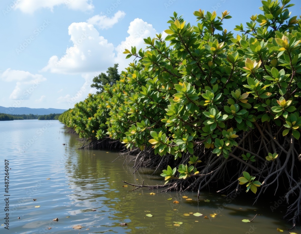 custom made wallpaper toronto digitala dense mangrove forest protecting a coastal village from storm surges and providing habitat for wildlife.