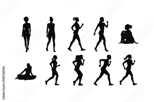 woman silhouette elegant fashion pose vector